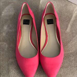 White House Black Market Bright Pink Suede Pointed Flats